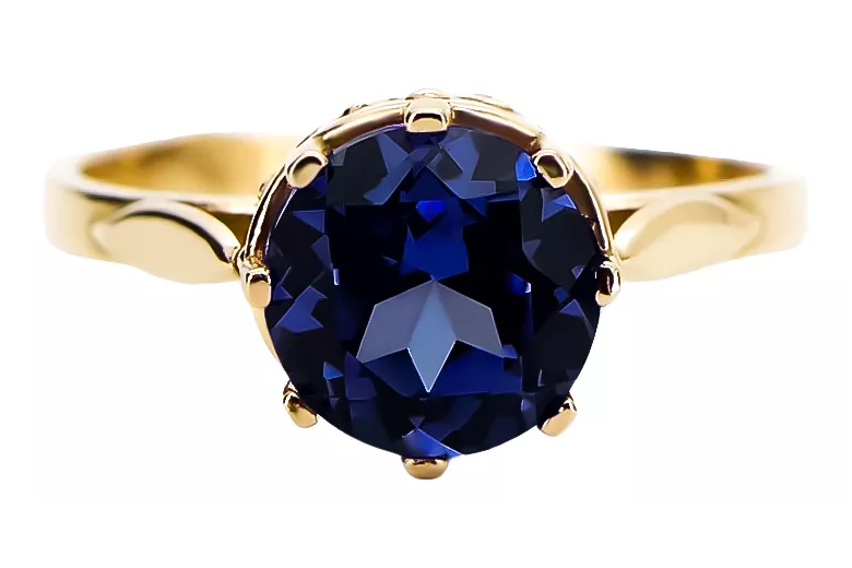  Safír 14k žluté zlato Vintage Jewlery vrc366y